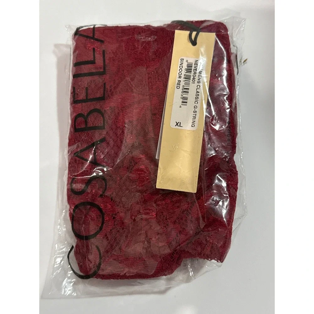 Cosabella Never Say Never Men's Lace G-String Sindoor Red Size XL‎